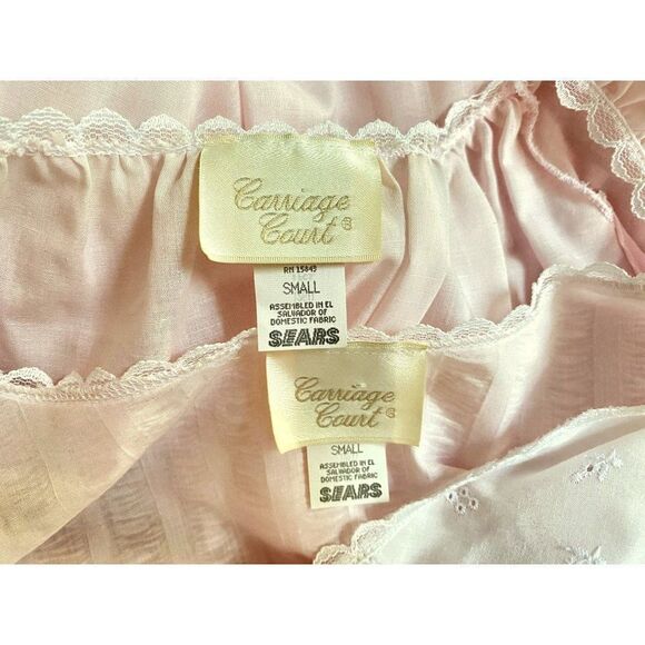 Carriage Court Vintage Pink Nightgown & Robe Set Sz S Eyelet Lace Ribbon Detail - Picture 7 of 8